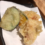 くずし割烹　ZUTTO - 天ぷら(茄子、南瓜、とり)