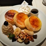103013105 - ”焦がし”キャラメリゼのパリふわスフレパンケーキ～マロンクリーム添え～・・ほぼメニュー写真通りでした