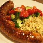 アヒルストア - 自家製羊のソーセージとクスクスサラダ。羊の香りがぎゅん！