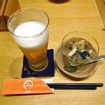 天ぷら処 こさか - 生ビール（２口飲みました）＆ お通し
