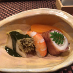 照寿司 - 贅沢な炊き合わせでしたねぇ