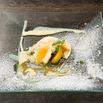 本日のデザート：オレンジの冷たいスフレ