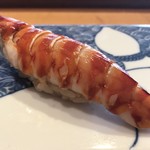 一心鮨 光洋 - 美味しい漬け車海老。車海老の甘みと醤油から旨味が絞り出されている。