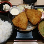 松乃家 - アジフライ定食+豚汁変更+ポテトサラダ 770円