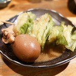 Sasaya - キャベツ煮込み(216円) ＆ 煮玉子(108円)