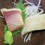 料理旅館 かとう - 日替わりランチ（火～土）800円（税込）の ブリ刺身。　　　　　2019.03.02