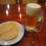 アジアン ミント カフェ - 「生ビール」（499円）とお通しのパパド