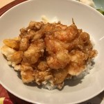 てんぷら 深町 - 天丼(小海老と貝柱のかき揚げ)アップ