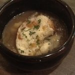 お通しのオニオングラタンスープ！