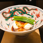 野嵯和 - ⑧エビ芋を焚いてお団子にして揚げた物に
      白子焼き