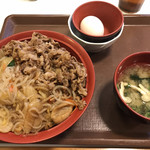 すき家 - 牛すき焼き丼 ごはん大盛 たまごセット