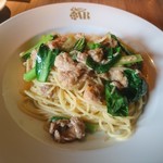 キュベ イトウ - 豚肉と…のパスタ(with アルコール臭)。