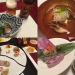 十勝川温泉 三余庵 - 先付・前菜（十勝川イメージの皿！）・椀物・御造りのマグロはインド洋