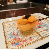 北新地　串かつ凡 - みず雲丹と子持ち昆布にキャビア乗せ
