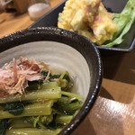 ばんじょう - ワサビ菜おしたし & ポテトサラダ