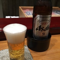 北新地 鮨 なか川 - 瓶ビール アサヒスーパードライ