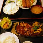 とん喜亭 - エビフライ＆ポークソテーセット