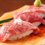 Grilled Wagyu Beef Nigiri Sushi (2 pieces) - 700 yen -