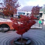 レストランまるほん - 店内から軽井沢駅北口を望む