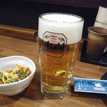 やきとり山長 - ドリンク1杯目のみ30円を生ビールはスーパードライ通常490円とお通し300円