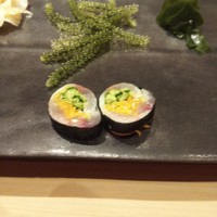 不動前 すし 岩澤 - シャリの代わりに鯵で巻いた海苔巻き