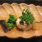 富小路 やま岸 - 河豚の焼白子、淀大根、木の芽、わらび、菜花