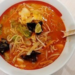 幸楽苑 - 野菜担々麺_辛味噌撹拌後(2019.03)