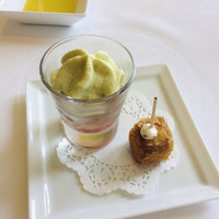 サンス・エ・サヴール - 豚足と豚ほほ肉の一口コロッケ、ホタルイカと野菜のマリネ、セロリと青リンゴのムース