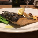 スガハラ - 青森 桜鱒 かま + 米沢 茎立菜（アップ）