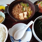 梅そば - もつ煮定食