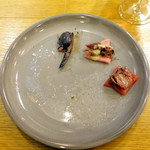 小泉料理店 - ごぼうレバー、フランボワーズ風味大根ホタルイカ、鳥ハツと大根
