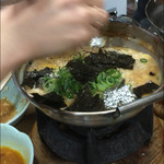 すき焼･鍋物 なべや - かきみそ雑炊、出来上がり