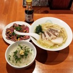 麺屋 六感堂 - 鰆煮干潮そば＋炙り鰆増し＆限定飯 生白魚丼 ＋ うにく