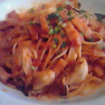 塩豆 - 牡蠣とベーコンのピリ辛パスタ