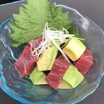 Tuna and avocado with wasabi and soy sauce