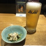 しゃり仙 - 小鉢と生ビール