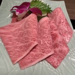 さんか亭 - 和牛ロース溶き卵のくぐり焼きしゃぶ