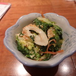 一心 - お通し（竹輪と菜の花マヨ和え）￥350