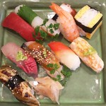 玄海鮨 - 梅にぎり＋アナゴ＋エビ炙り  アップ