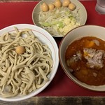 蓮爾 - 【2019.3.11】小つけ麺豚入り1000円 +うずら100円 ニンニク、ヤサイ増し