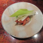 菊鮨 - 宇部の赤貝、うるいと分葱