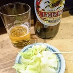 やきとり横丁 - お新香とまずはビール