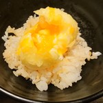 Tenkichi - 最後に半熟玉子天で、卵かけご飯を作ってみた