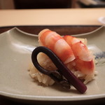 車海老と筍、蕨の飯蒸し