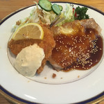 宮崎牛のシャロン - 日替わり780円税別のメイン(ポークチーズとアジフライ)