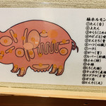sumibinoyakitontomotsunikomisemmonkoshitsuizakayakokurayakitonsakaba - 掲示されている豚ホルモンの部位