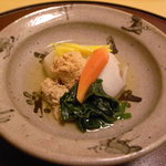 銀座 小十 - 野菜、鱈の子の炊き出し