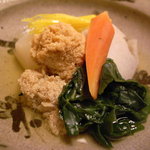 銀座 小十 - 野菜、鱈の子の炊き出し