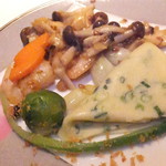 黄鶴 - ２０１７温色健美ランチ　２１００円（税込）アマニ入り海老と鶏肉のオイスターソース炒め　大豆クレープ添え【２０１７年２月】