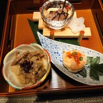 尾崎牛 新宿すき焼き 飯田 - 前菜三点